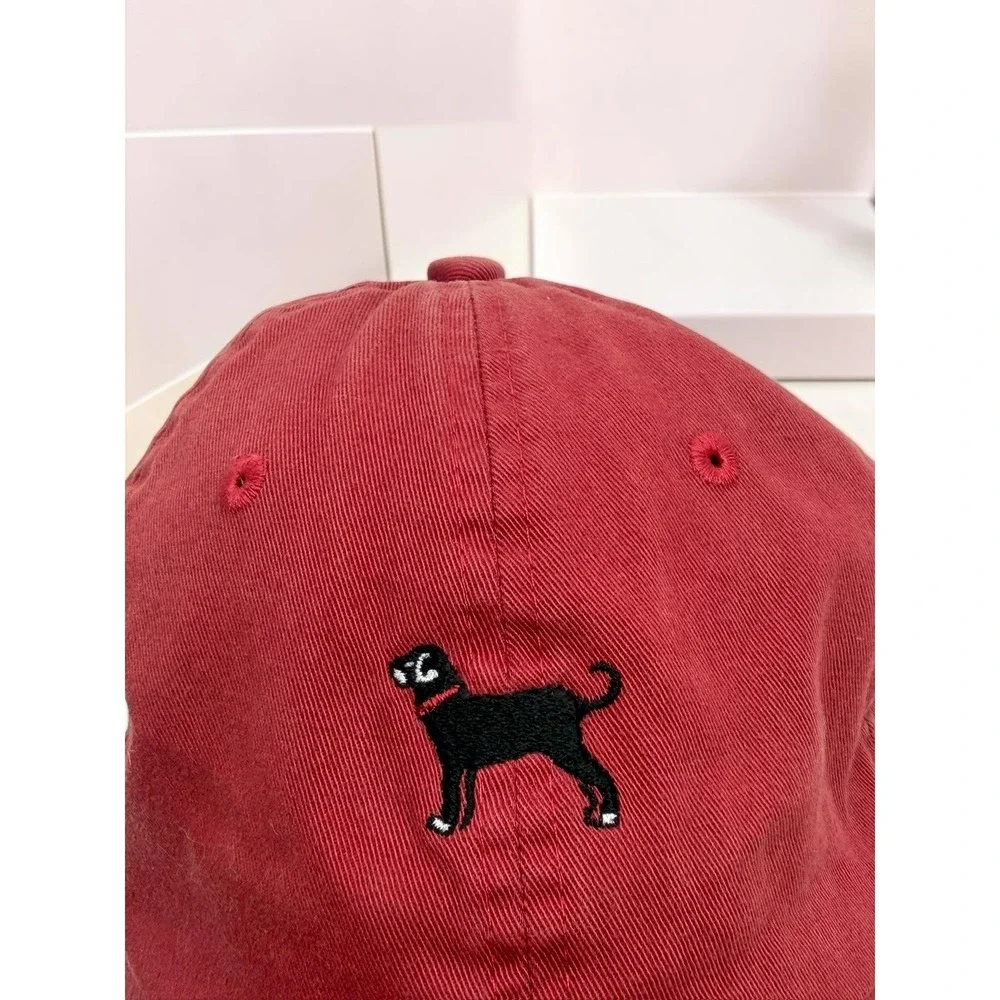 The Black Dog Red Embroidered Logo Cotton Adjustable Baseball Cap OSFM